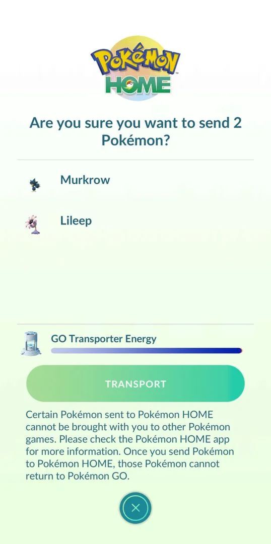 STEP 3 · Send 1 Pokémon via the GO Transporter
